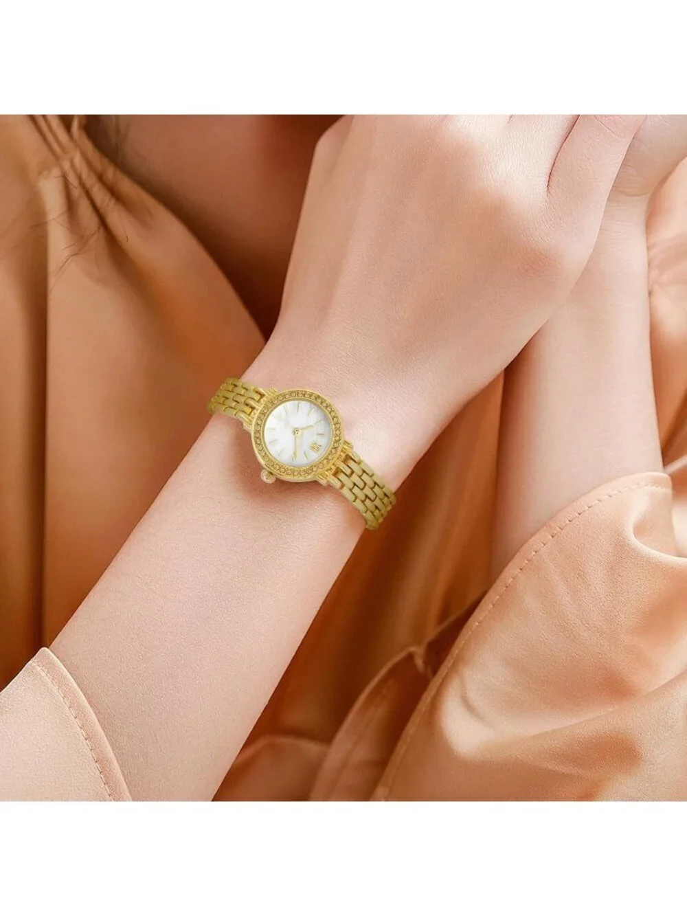 Women's Gold And White Analog Quartz Relogio Feminino Waterproof Bracelet Watch